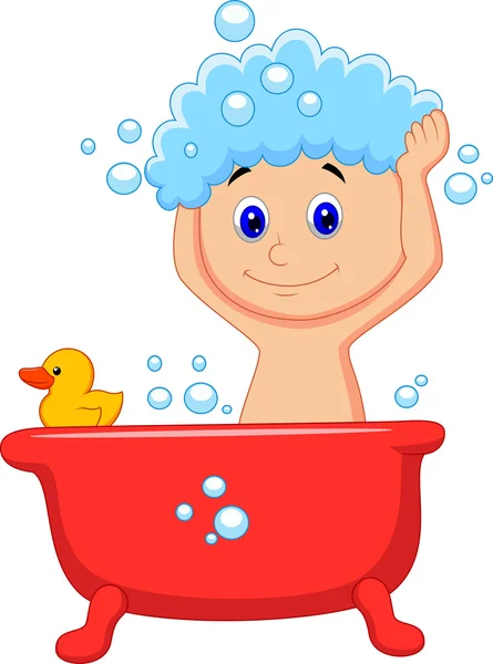 Washing boy - cartoon — Stock Vector