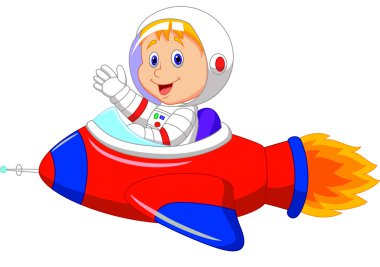 çizgi film çocuk astronot uzay gemisi