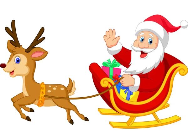 Papai Noel dirige seu trenó — Vetor de Stock