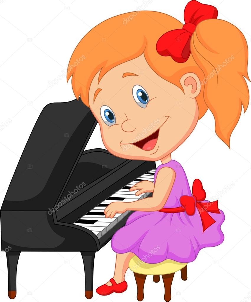 Little girl playing piano Stock Vector Image by ©tigatelu #28959691