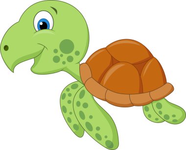 Şirin yeşil kaplumbağa çizgi filmi