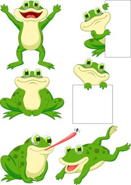 Cute frog cartoon collection set clipart