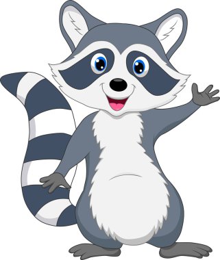 Raccoon cartoon waving clipart