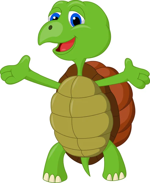 Mignon vert tortue dessin animé — Image vectorielle