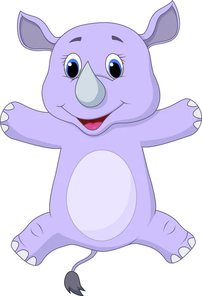 Happy Rhino personagem dos desenhos animados —  Vetores de Stock