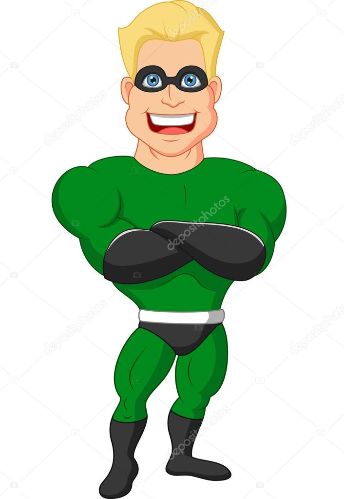 Superhero cartoon posing