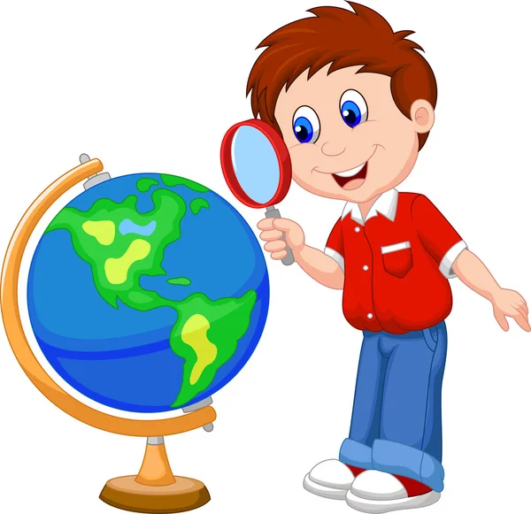 Boy with globe — Stock Vector