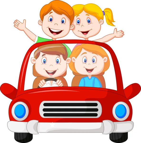 Viaje por carretera en familia — Vector de stock