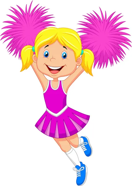 Cheerleader met pom poms — Stockvector