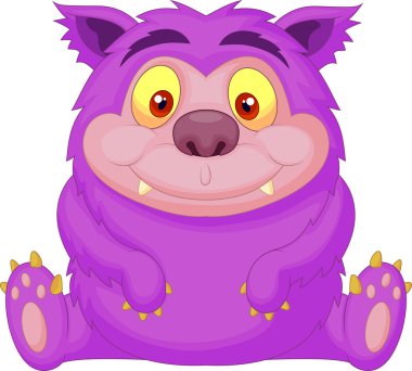 sevimli mor canavar karikatür