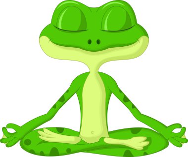 Yoga yaparken kurbağa karikatür