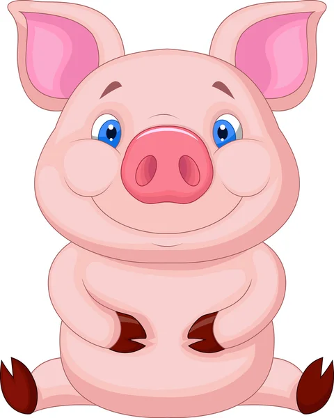Mignon bébé porc assis — Image vectorielle