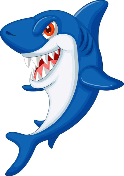 Roztomilá žralok kreslený — Stockový vektor