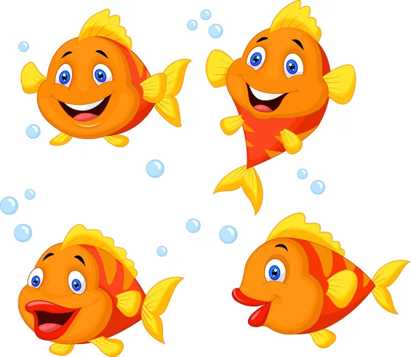 Sada kolekce kreslených roztomilý ryb — Stockový vektor