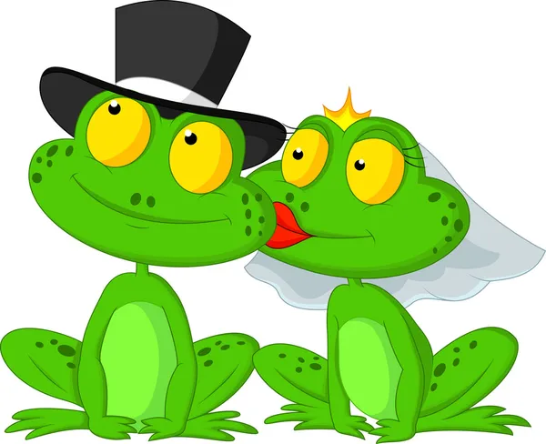 Married frog kissing — Stock Vector