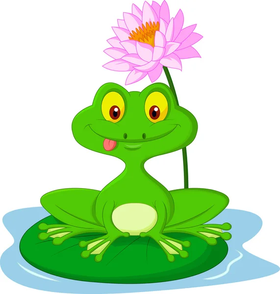 Πράσινο βάτραχο που κάθεται σε ένα φύλλο — Διανυσματικό Αρχείο
