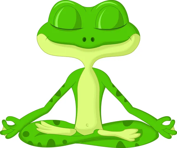 Kreskówka żaba robi joga — Wektor stockowy