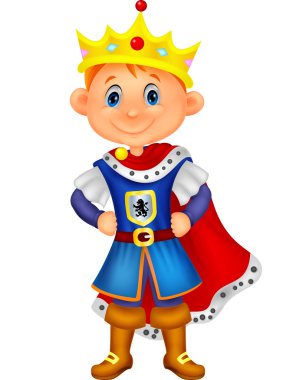 Cute boy with king costume clipart