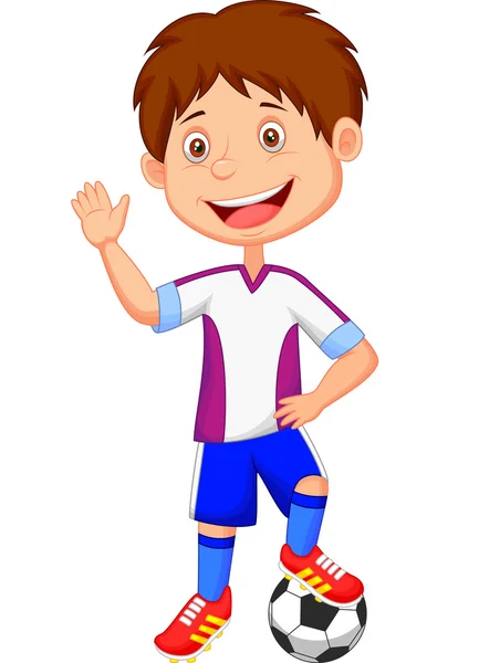 Cartoon kid playing football — Stock Vector