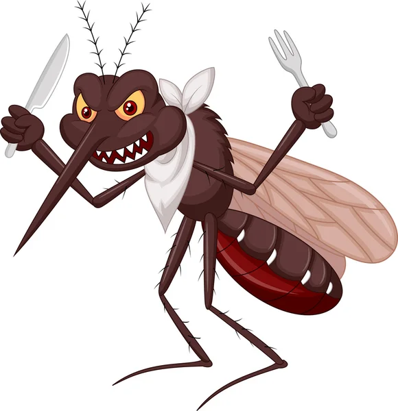 Mosquito cartoon ready to eat — Stock Vector