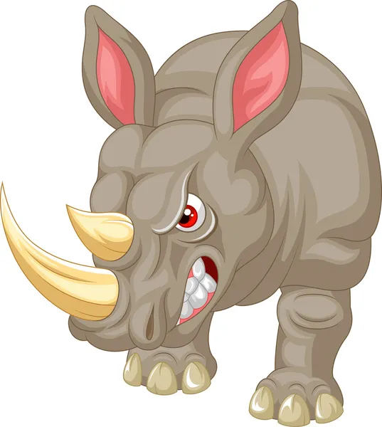 Dessin animé rhino en colère — Image vectorielle