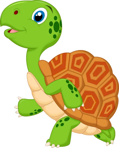 Turtle cartoon running — ストックベクタ