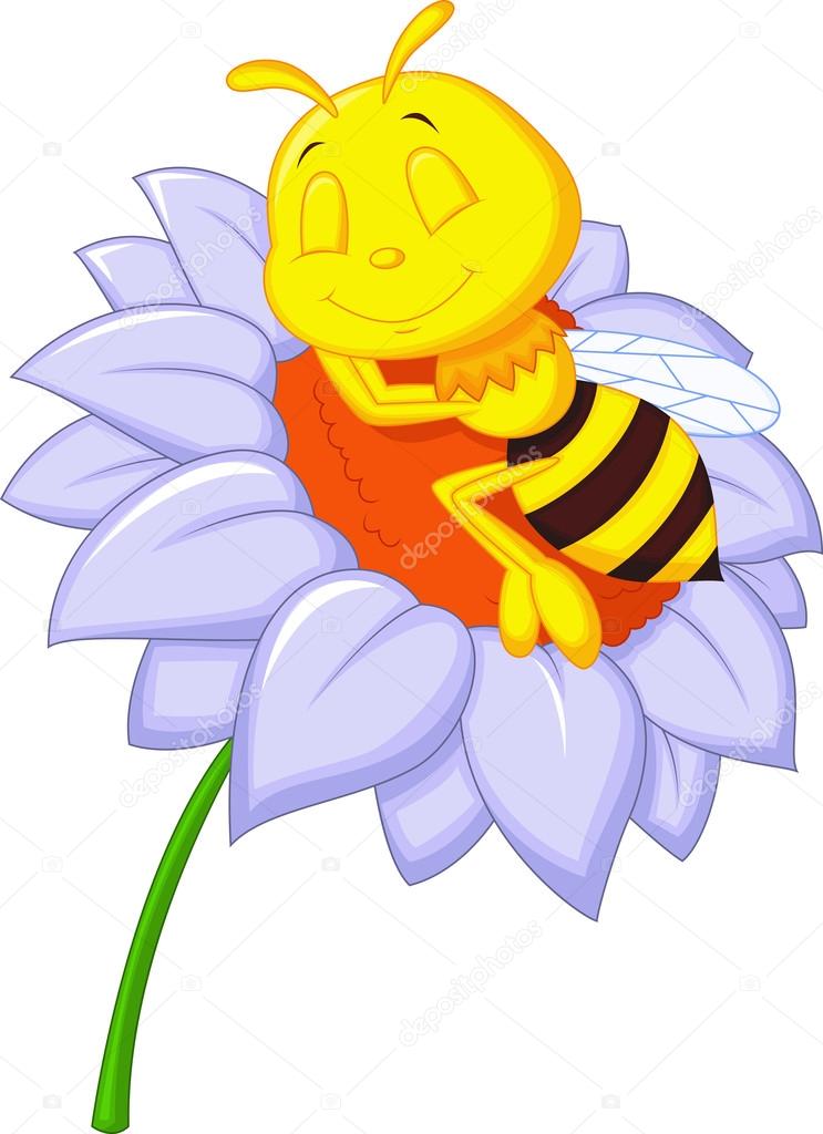 Little bee sleeping on the big flower