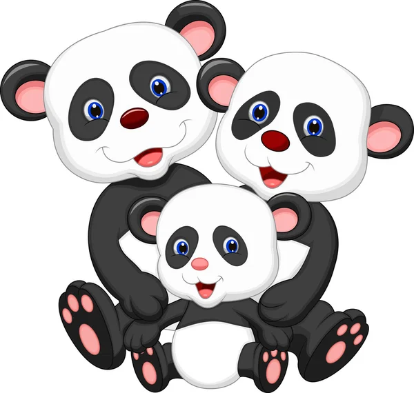 Feliz família panda — Vetor de Stock