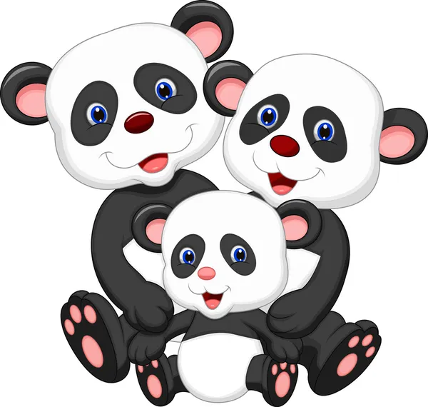 Famille panda heureux — Image vectorielle