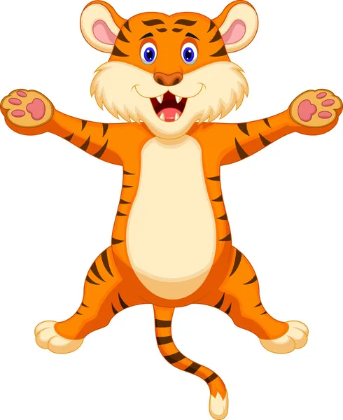 Bahagia kartun harimau - Stok Vektor