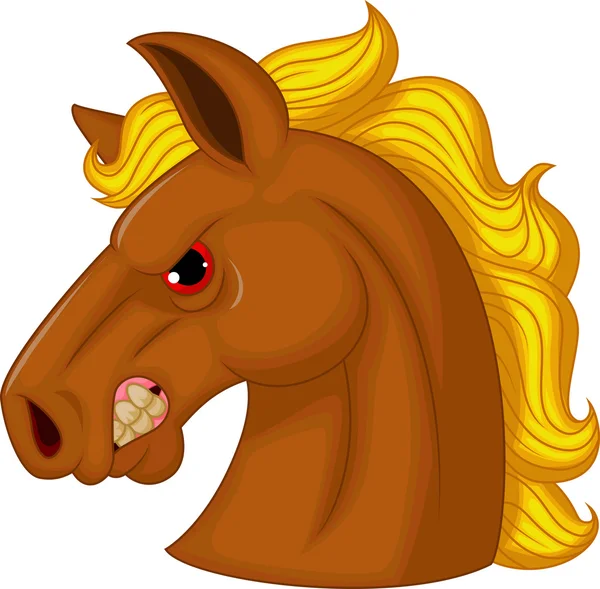 Cavallo arrabbiato testa cartone animato — Stok Vektör