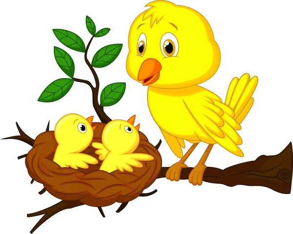 Anne ve Yavru Kuş — Stok Vektör