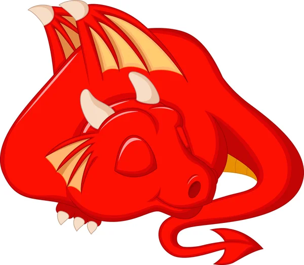 Schattige rode draak cartoon slapen — Stockvector