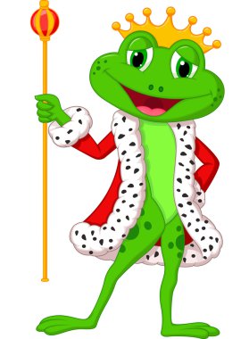 Cute king frog with royal stick