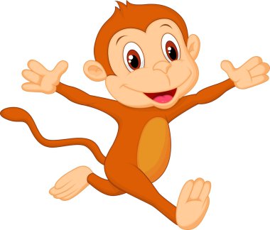 Happy monkey cartoon running clipart