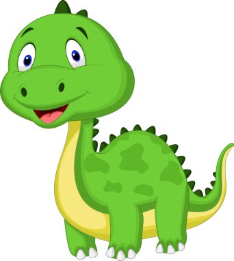 sevimli yeşil dinozor karikatür