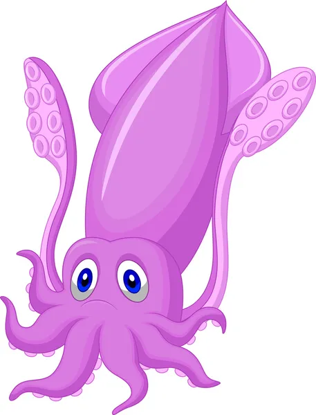 Schattig squid cartoon — Stockvector