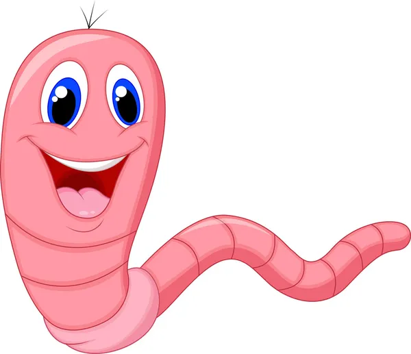 Cute pink worm cartoon — Stock Vector