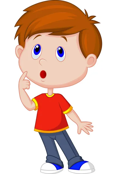 Cute boy cartoon thinking — Stock Vector