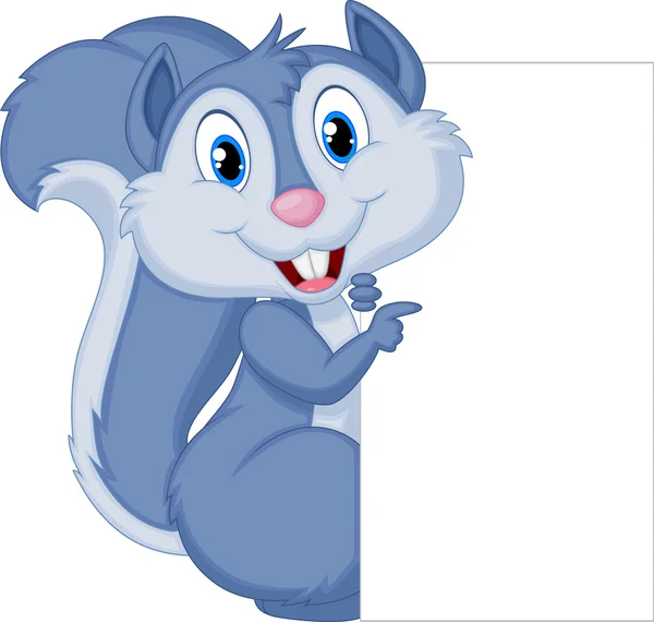 Mignon écureuil dessin animé tenant signe vierge — Image vectorielle