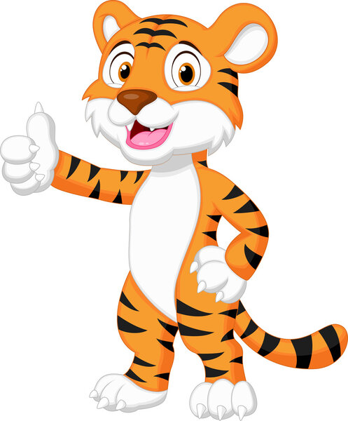 Cute tiger cartoon giving thumb up