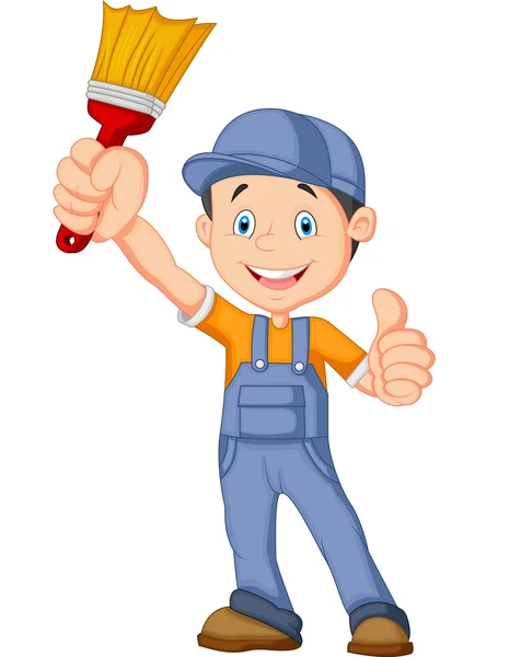 Cartoon painter giving thumb up — Stock Vector