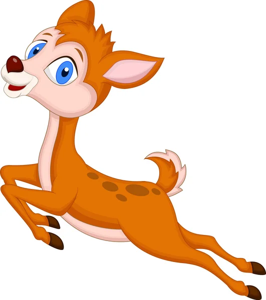 Lindo bebé ciervo dibujos animados saltar — Vector de stock