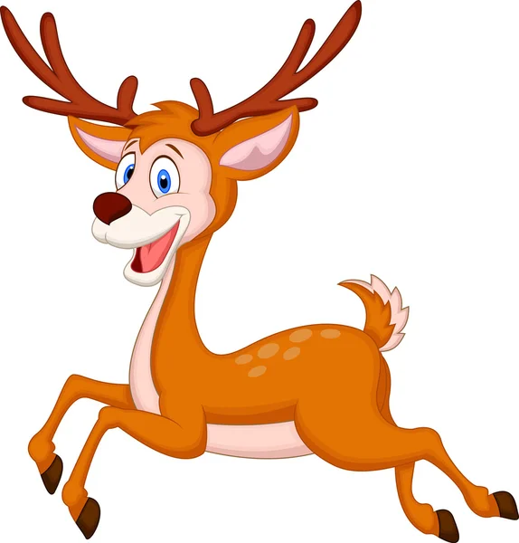 Carino cervo cartone animato in esecuzione — Vettoriale Stock