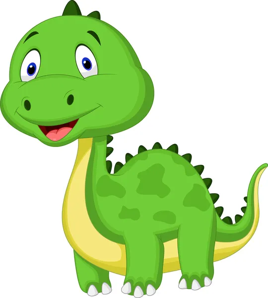 Sevimli yeşil dinozor karikatür — Stok Vektör