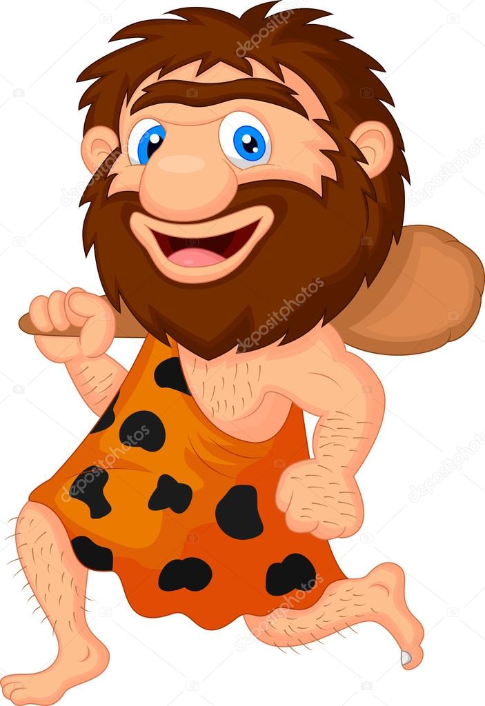 Funny caveman cartoon running