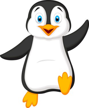 Penguen karikatür sallayarak