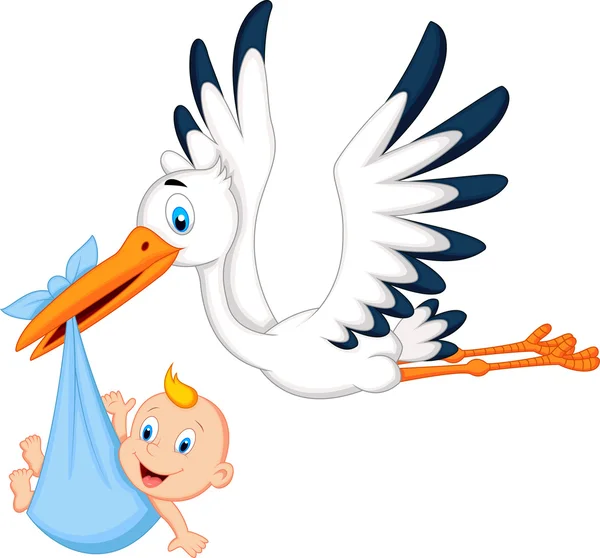 Stork carrying baby — Stock Vector