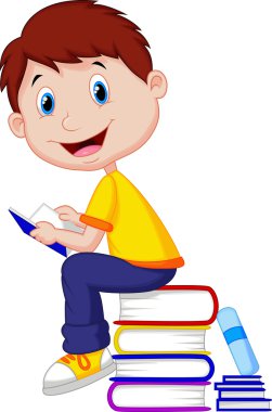 Çocuk kitap okuyor.