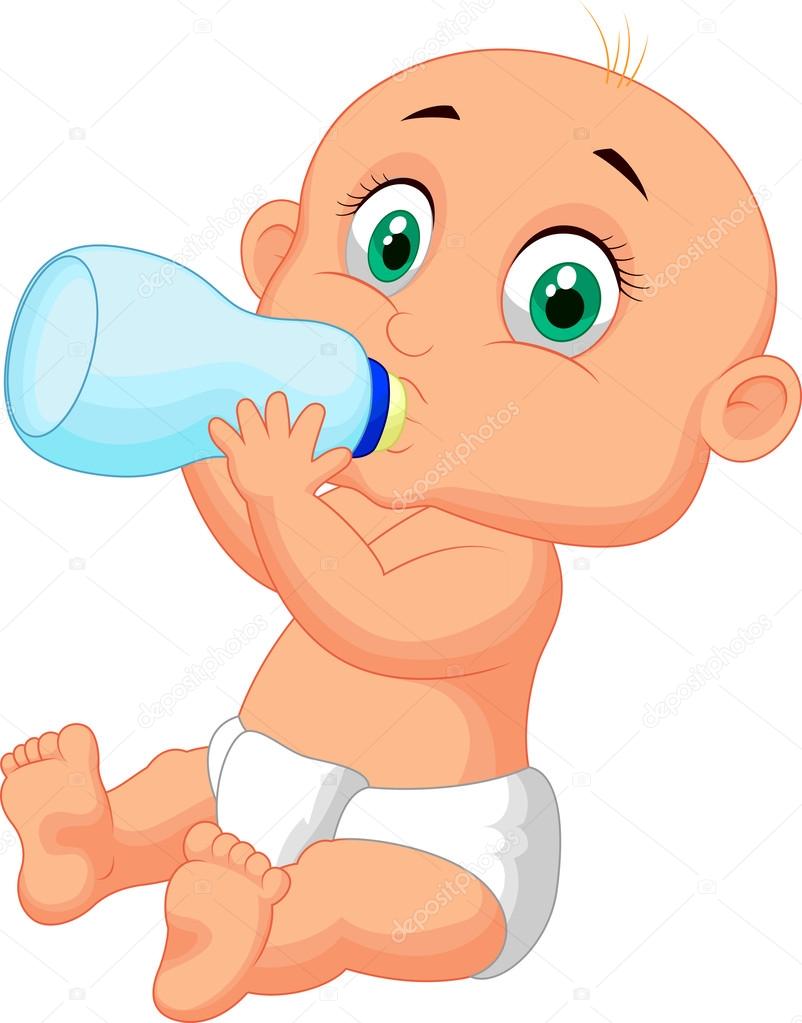 Funny baby boy drinking milk